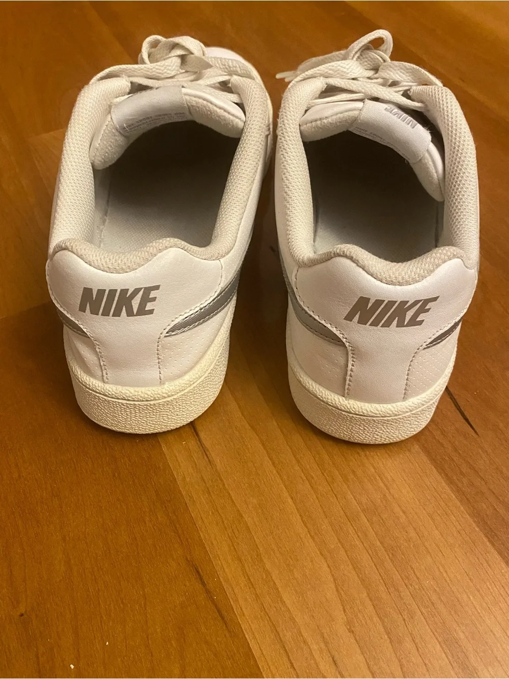 Nike White Court Royale Sneakers with Metallic Silver Swoosh